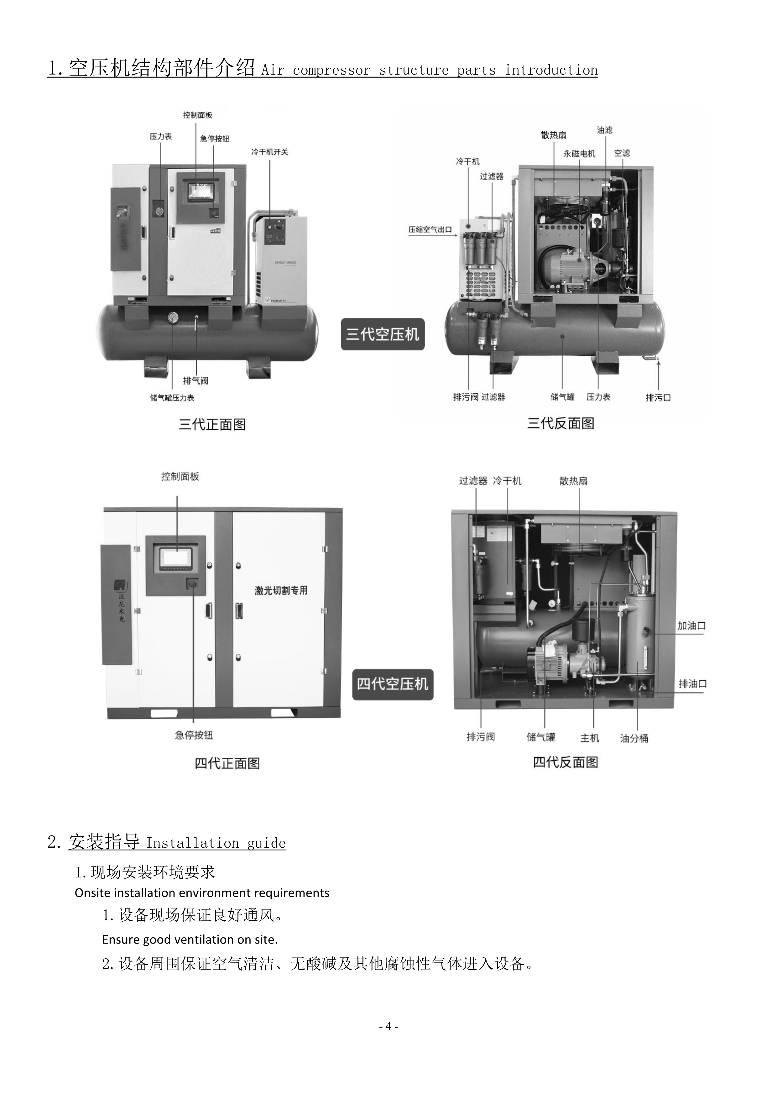 激光专用空压机产品说明书(图6)